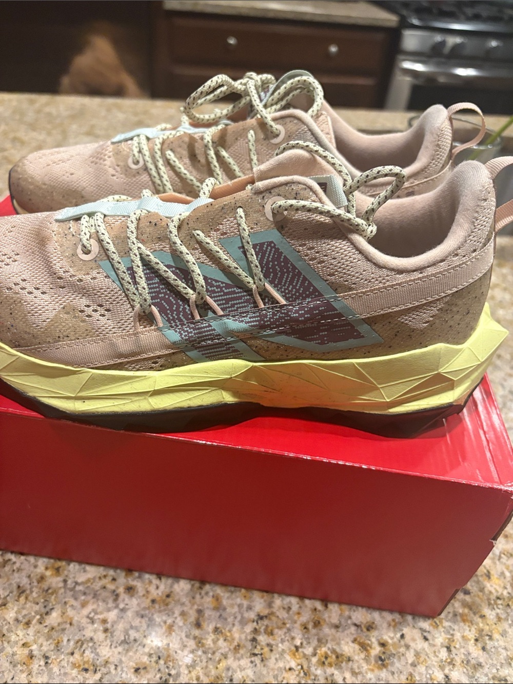 New Balance Women’s Lightweight Trail Sneakers in Pale Pink and Yellow